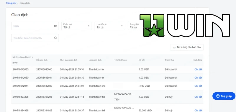 Hướng dẫn xem lịch sử rút tiền 11WIN